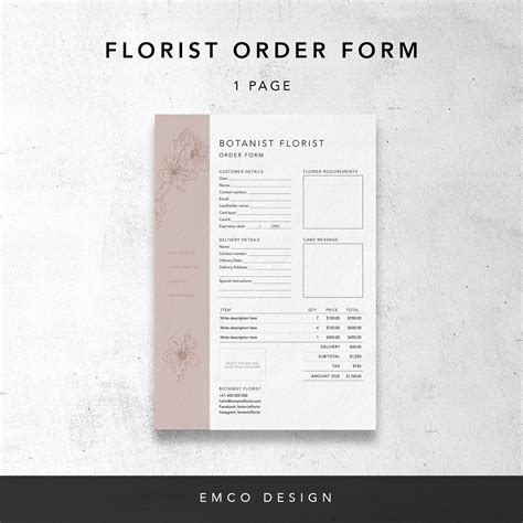 Florist Order Form Template